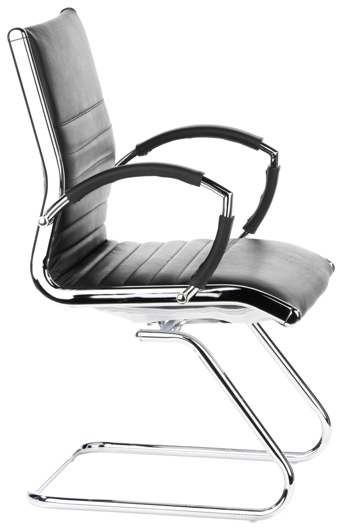 KONFERENČNI STOL tekstil, usnje črna, barve kroma  - barve kroma/črna, Moderno, kovina/tekstil (62/94/46cm) - MID.YOU