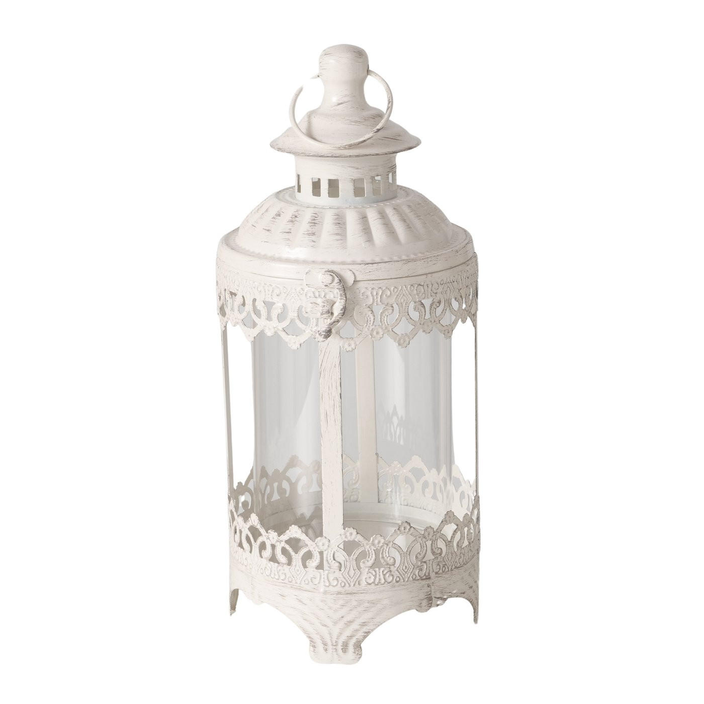 LATERNE - Transparent/Weiß, LIFESTYLE, Glas/Metall (13/13/29cm)