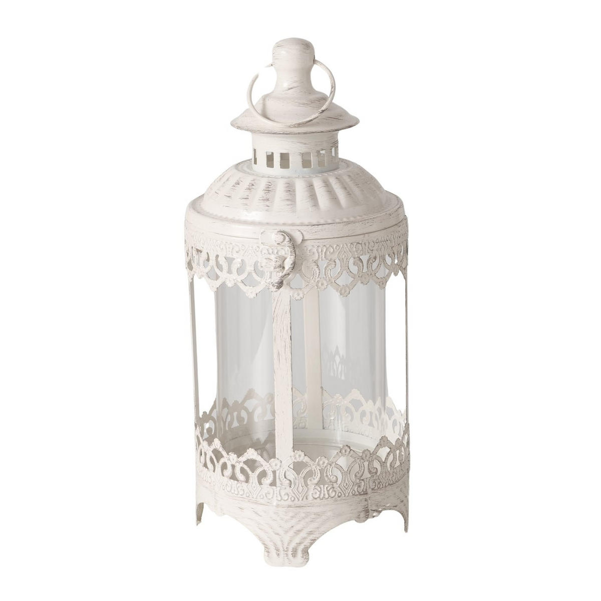 LATERNE - Transparent/Weiß, LIFESTYLE, Glas/Metall (13/13/29cm)