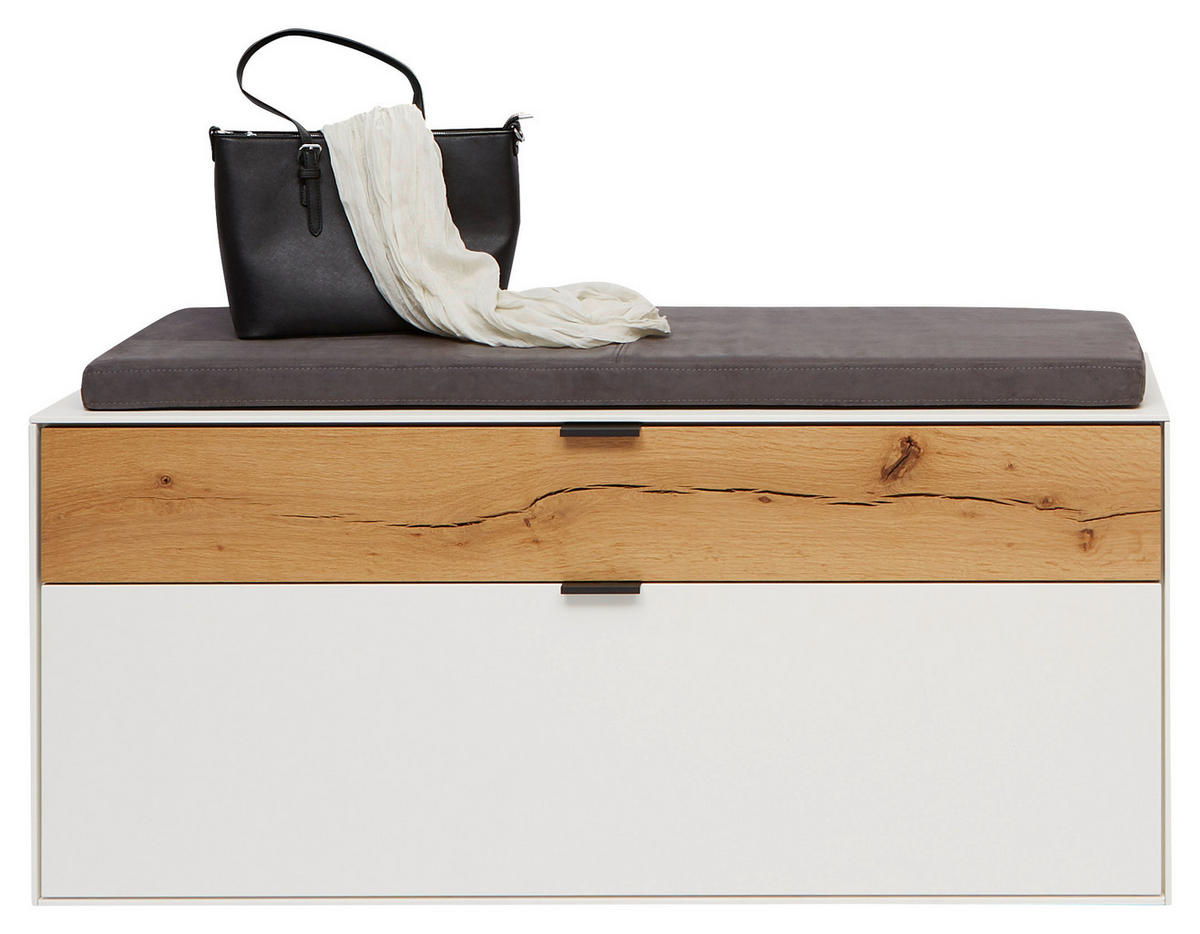 GARDEROBENBANK 121,9/54,3/37,1 cm  - Weiss/Eichefarben, Design, Holz/Holzwerkstoff (121,9/54,3/37,1cm) - Dieter Knoll