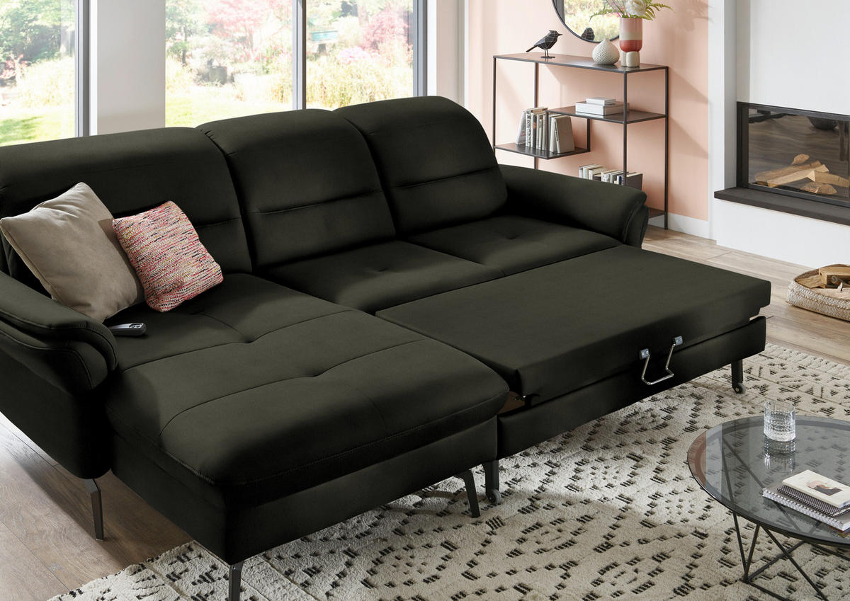 ECKSOFA in Flachgewebe Dunkelgrün  - Dunkelgrün/Schwarz, Konventionell, Textil/Metall (181/260cm) - Beldomo Speed