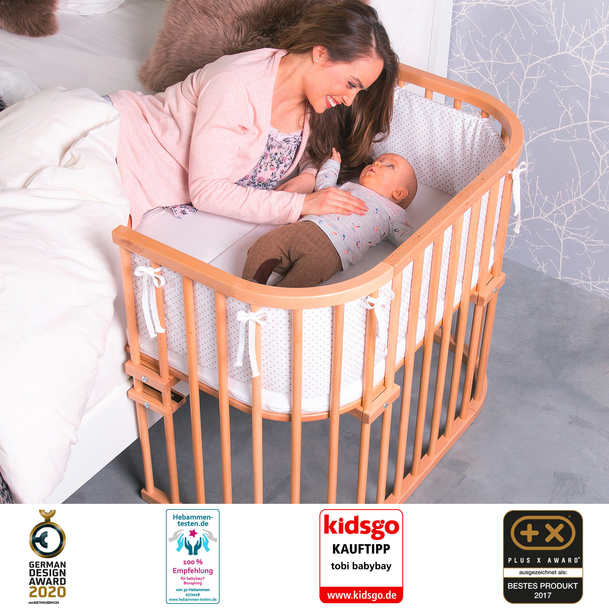 BEISTELLBETT 96/54/79 cm  - Naturfarben, Basics, Holz (96/54/79cm) - Babybay