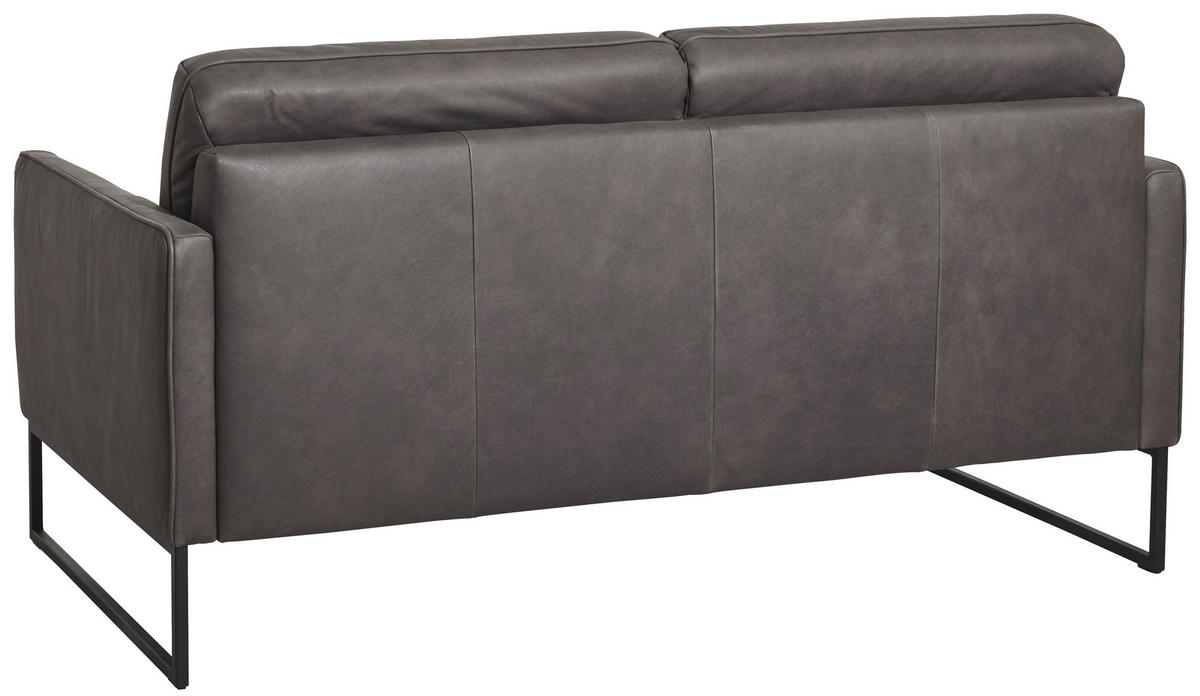2,5-SITZER in Echtleder Braun  - Anthrazit/Braun, Design, Leder/Metall (168/86/93cm) - Johann Jakob