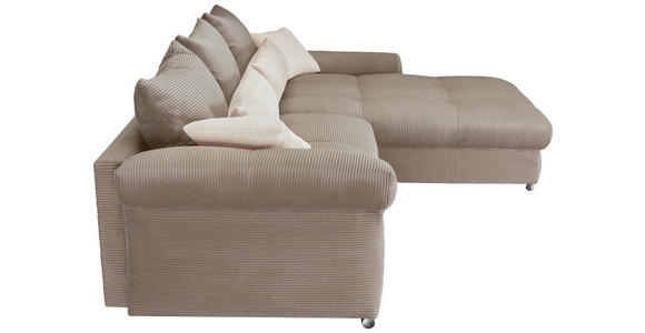 ECKSOFA Naturfarben, Taupe Cord  - Taupe/Chromfarben, KONVENTIONELL, Textil/Metall (335/225cm) - Carryhome