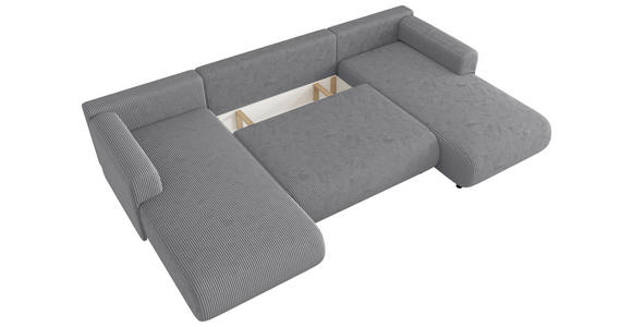 Wohnlandschaft inkl. Funktion Hellgrau Cord  - Hellgrau/Schwarz, KONVENTIONELL, Textil (200/360/200cm) - Xora