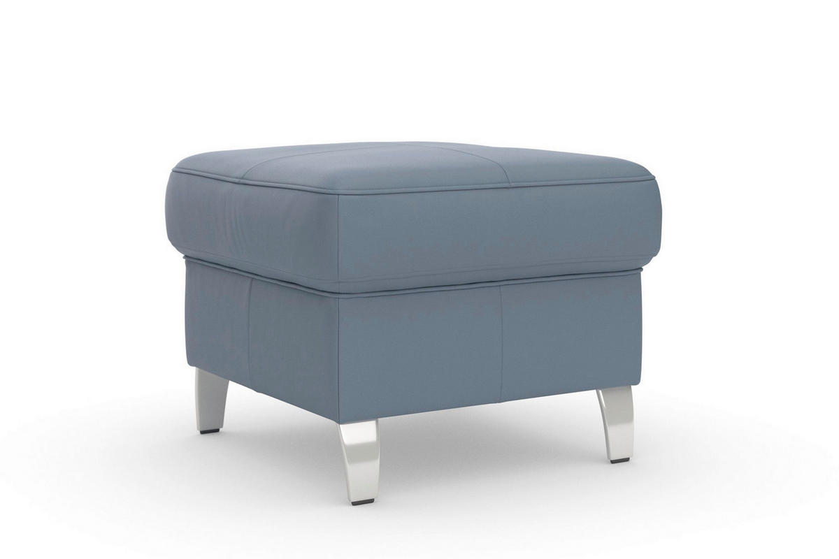 HOCKER ARNGAST E Echtleder Graublau  - Chromfarben/Graublau, Basics, Leder/Metall (58/48/58cm) - Sit & More