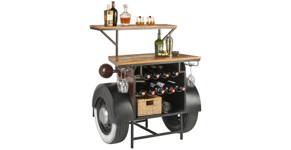 BARSCHRANK in Schwarz, Chromfarben, Dunkelrot  - Chromfarben/Schwarz, Trend, Holz/Kunststoff (97/109/71cm) - Ambia Home