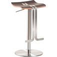 BARHOCKER in Leder, Metall Edelstahlfarben, Braun  - Edelstahlfarben/Braun, Design, Leder/Metall (36/58-85/34cm) - Novel