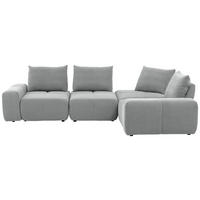 ECKSOFA in Velours Grau  326/236 cm  - Schwarz/Grau, Design, Kunststoff/Textil (326/236cm) - Xora