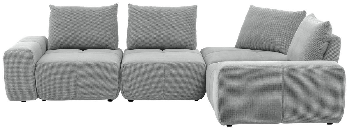 ECKSOFA in Velours Grau  326/236 cm  - Schwarz/Grau, Design, Kunststoff/Textil (326/236cm) - Xora