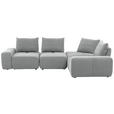 ECKSOFA in Velours Grau  - Schwarz/Grau, Design, Kunststoff/Textil (326/236cm) - Xora