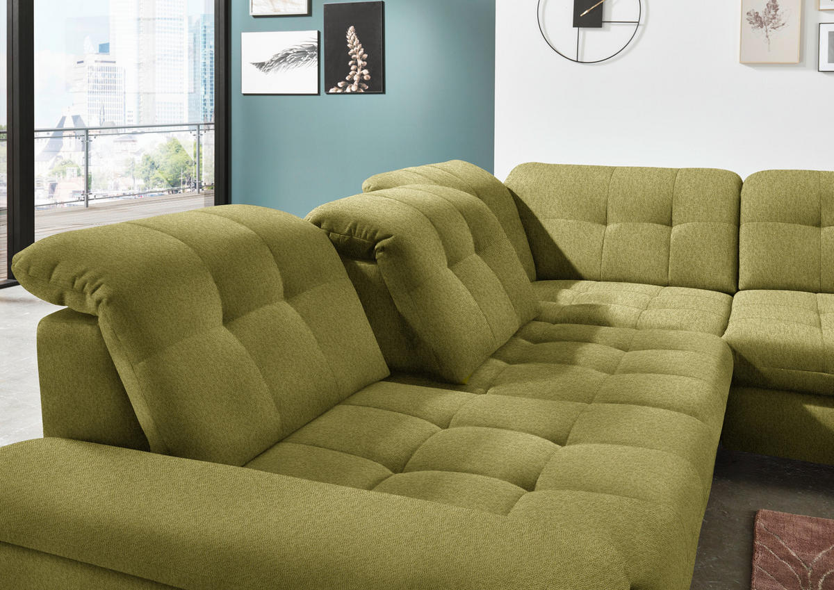 ECKSOFA in Chenille Grün  - Chromfarben/Grün, Design, Textil/Metall (310/260cm) - Beldomo Speed