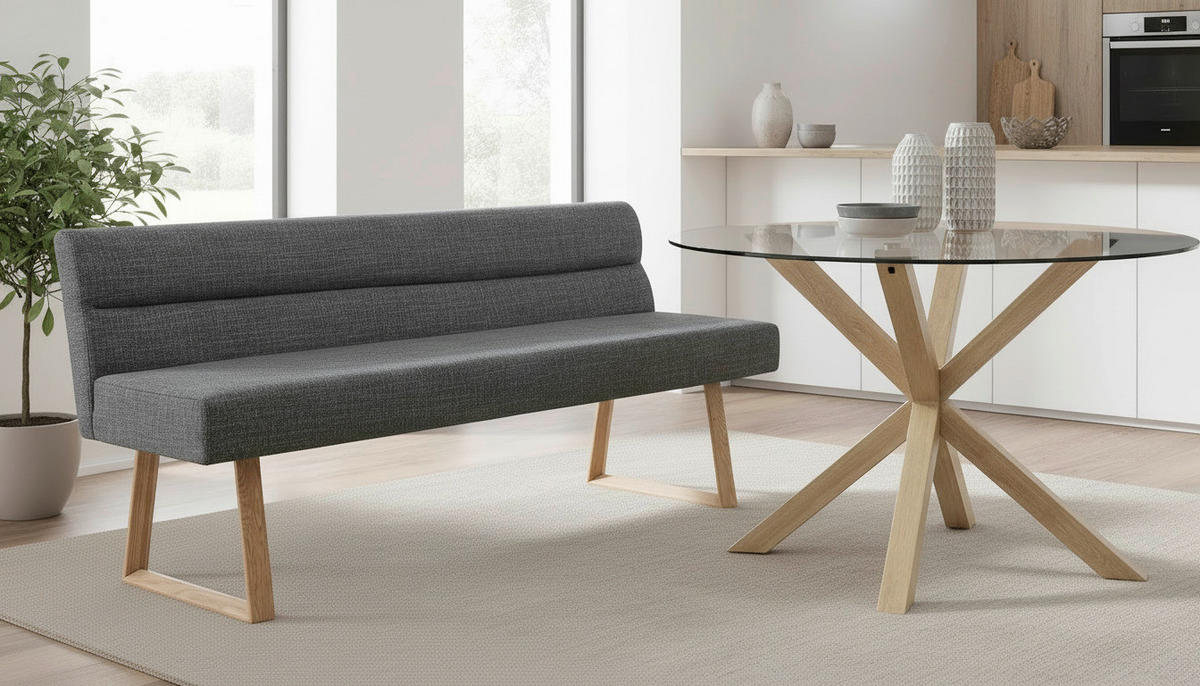 KLUPA  boje hrasta, tamno siva  drvo, metal, tekstil      - boje hrasta/tamno siva, Moderno, drvo/metal (180/82/61cm) - Livetastic