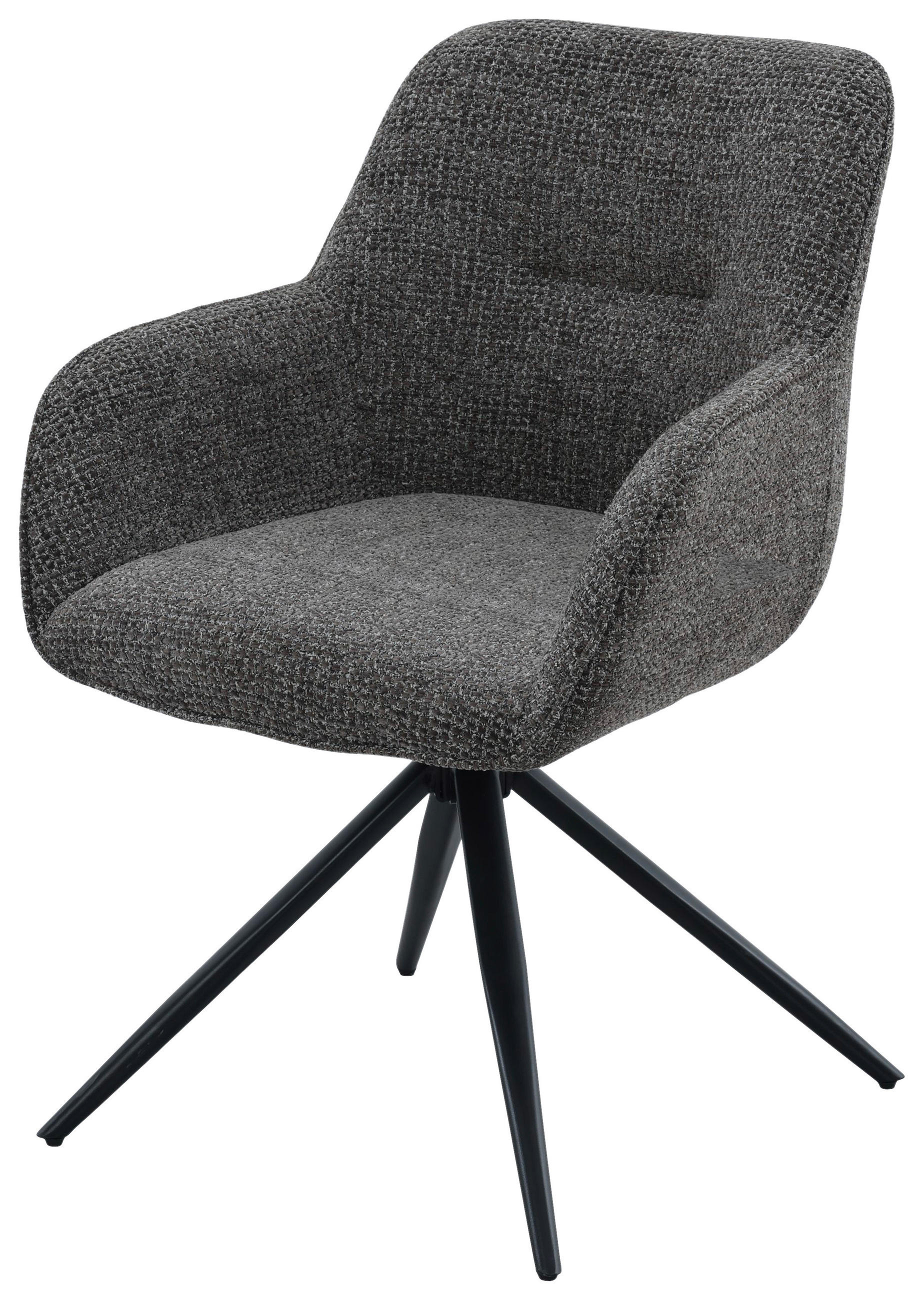 ARMLEHNSTUHL  Sitzfläche 360° drehbar, inklusive Armlehnen Webstoff  Braun, Schwarz  - Schwarz/Braun, MODERN, Textil/Metall (60/85/62cm) - Livetastic