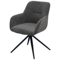 ARMLEHNSTUHL  Sitzfläche 360° drehbar, inklusive Armlehnen Webstoff  Braun, Schwarz  - Schwarz/Braun, MODERN, Textil/Metall (60/85/62cm) - Livetastic