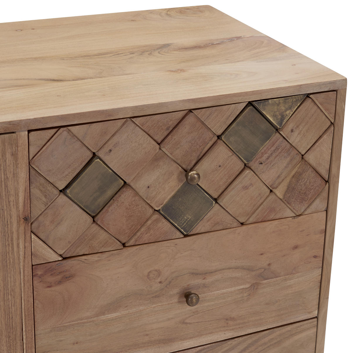 KOMODA, akácie, barvy akácie, bronzová, 145/80/45 cm - bronzová/barvy mosazi, Trend, kov/dřevo (145/80/45cm) - Ambia Home