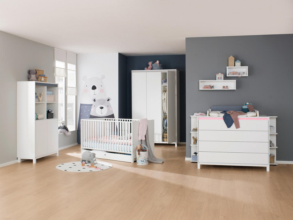 KINDERKLEIDERSCHRANK Olli Kleiderschrank 3T Grau, Weiß  - Weiß/Grau, Basics, Holzwerkstoff (123,5/204,0/56,1cm) - Paidi