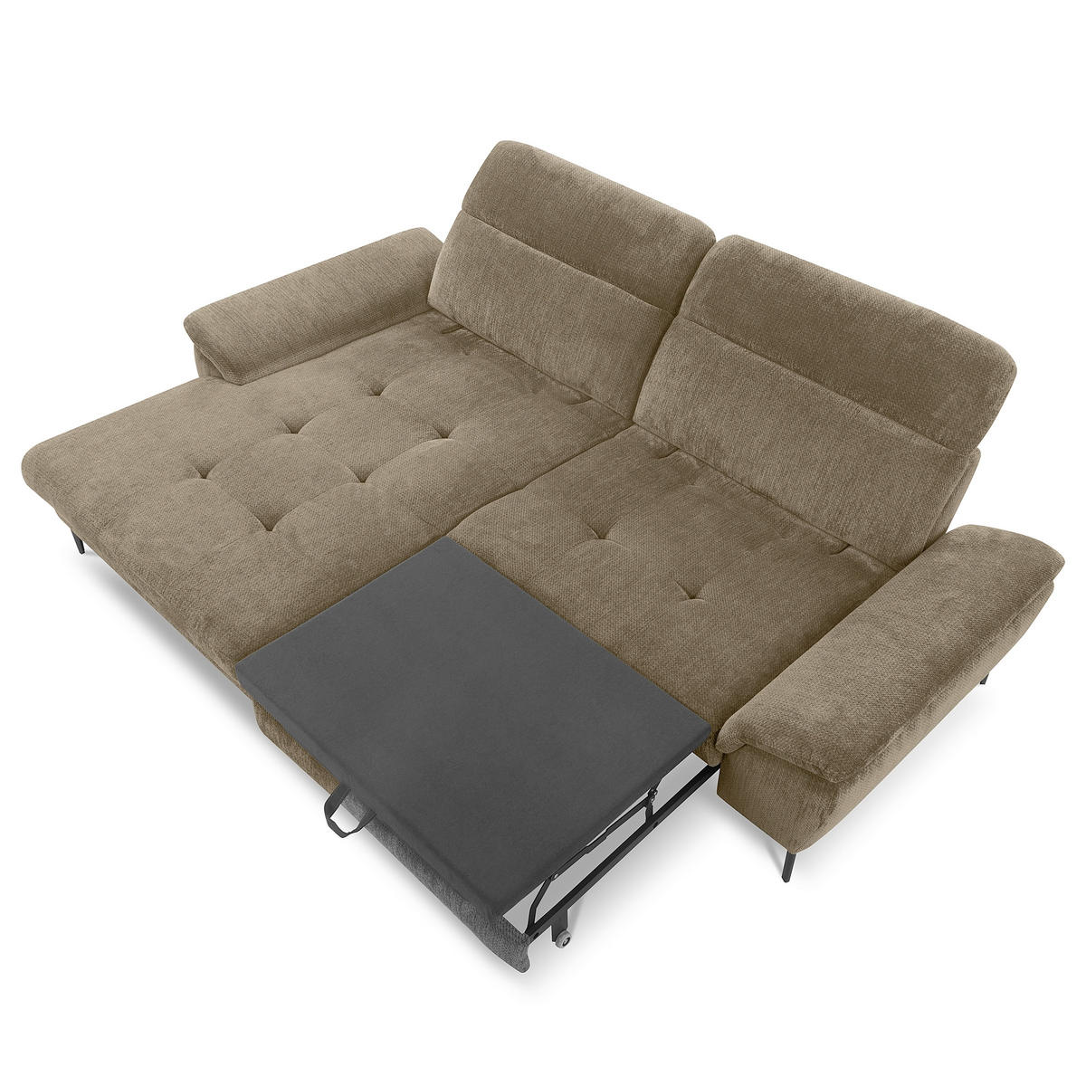 ECKSOFA  Webstoff Taupe  - Taupe/Schwarz, Design, Textil/Metall (195/268cm) - Livetastic