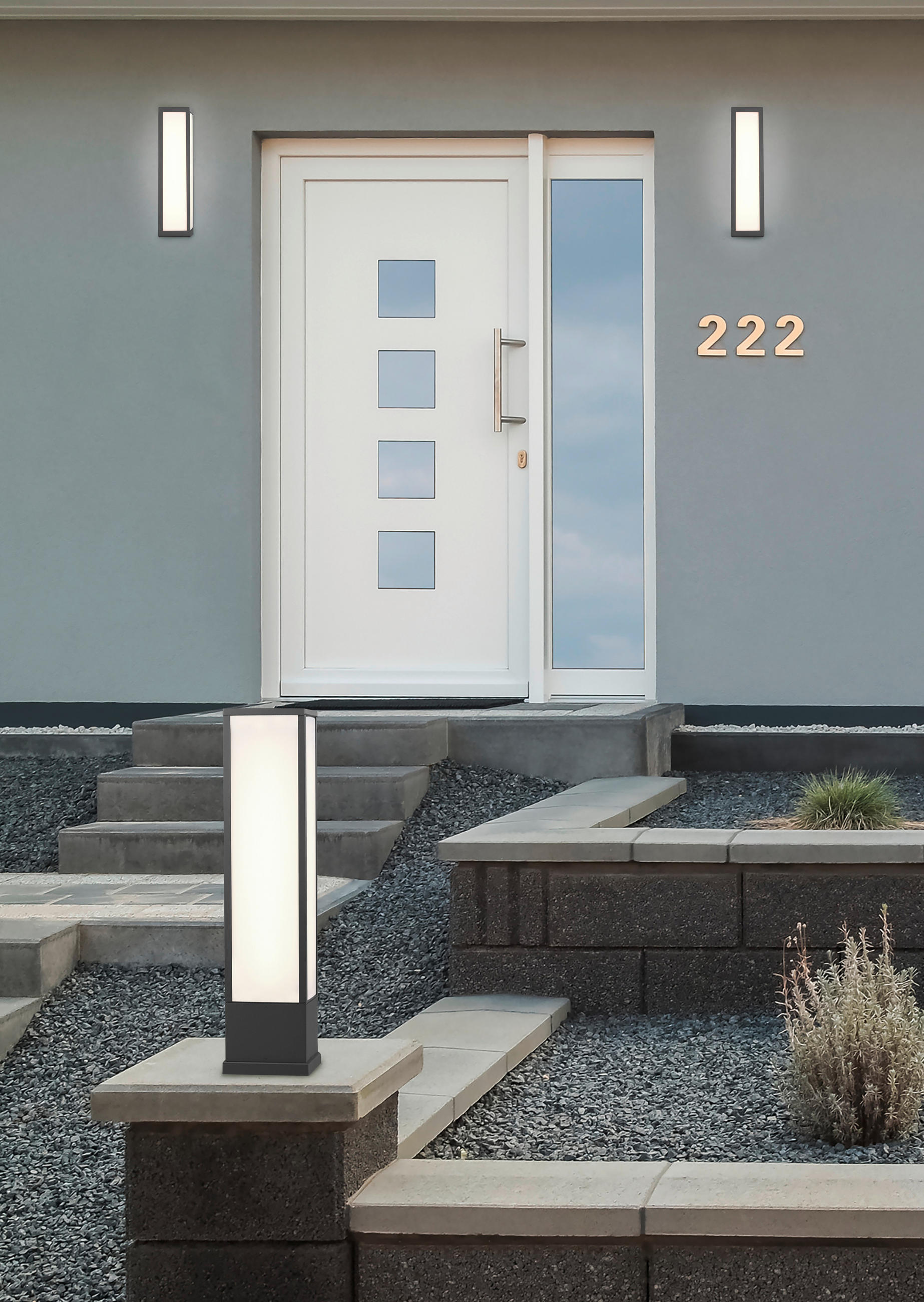 AUßENWANDLEUCHTE 9/36/9,5 cm   - Anthrazit/Weiß, Basics, Kunststoff/Metall (9/36/9,5cm)