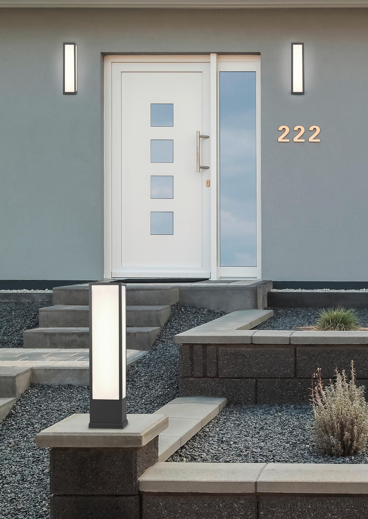 AUßENWANDLEUCHTE 9/36/9,5 cm   - Anthrazit/Weiß, Basics, Kunststoff/Metall (9/36/9,5cm)