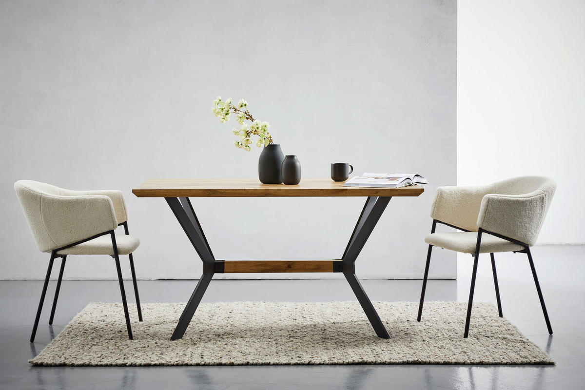 ESSTISCH rechteckig Schwarz, Eichefarben  - Eichefarben/Schwarz, MODERN, Holzwerkstoff/Metall (140/90/76cm) - MID.YOU