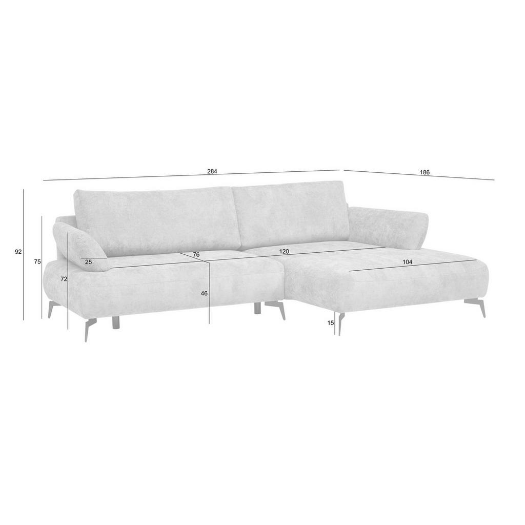 Thumbnail - Livetastic Ecksofa Colorado, Grau, Textil, 3-Sitzer, Füllung: Schaumstoffflocken, Ottomane rechts, L-Form, 284x186 cm, S...