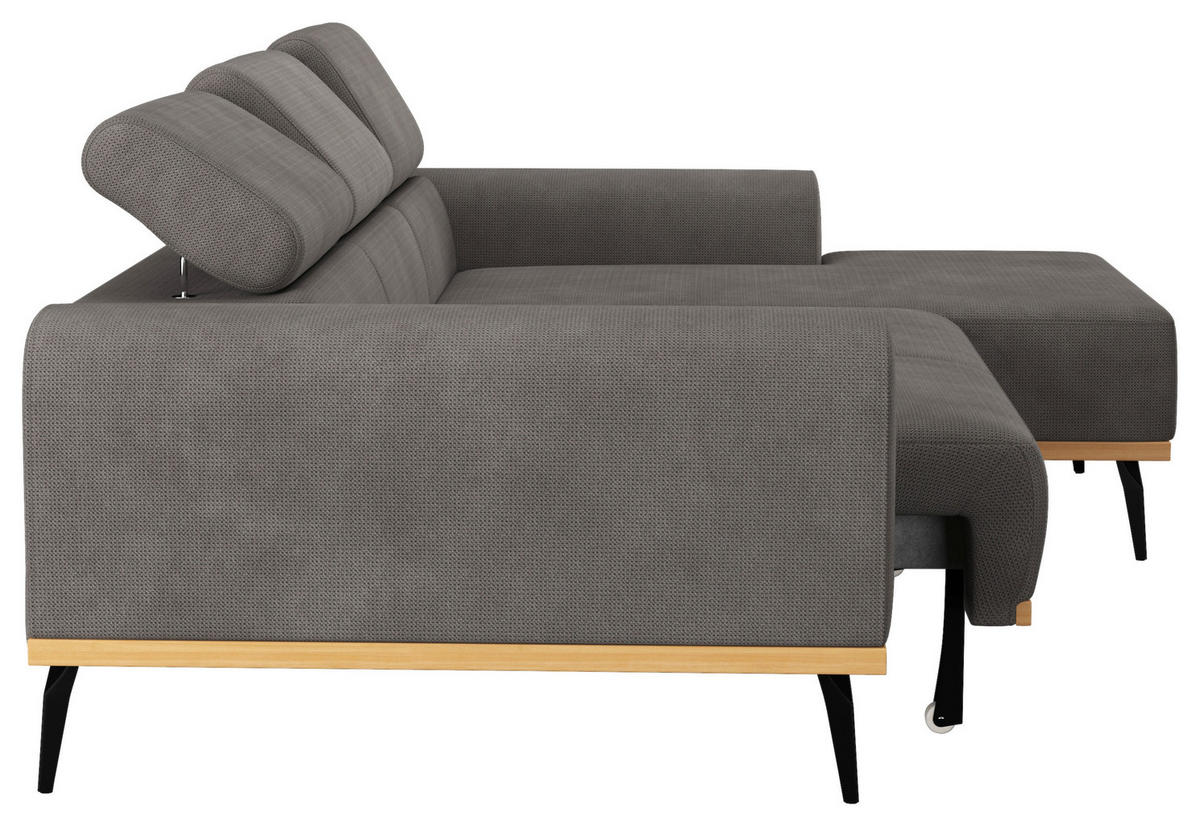 ECKSOFA in Chenille Dunkelgrau  244/157 cm  - Dunkelgrau/Schwarz, KONVENTIONELL, Textil/Metall (244/157cm) - Cotta
