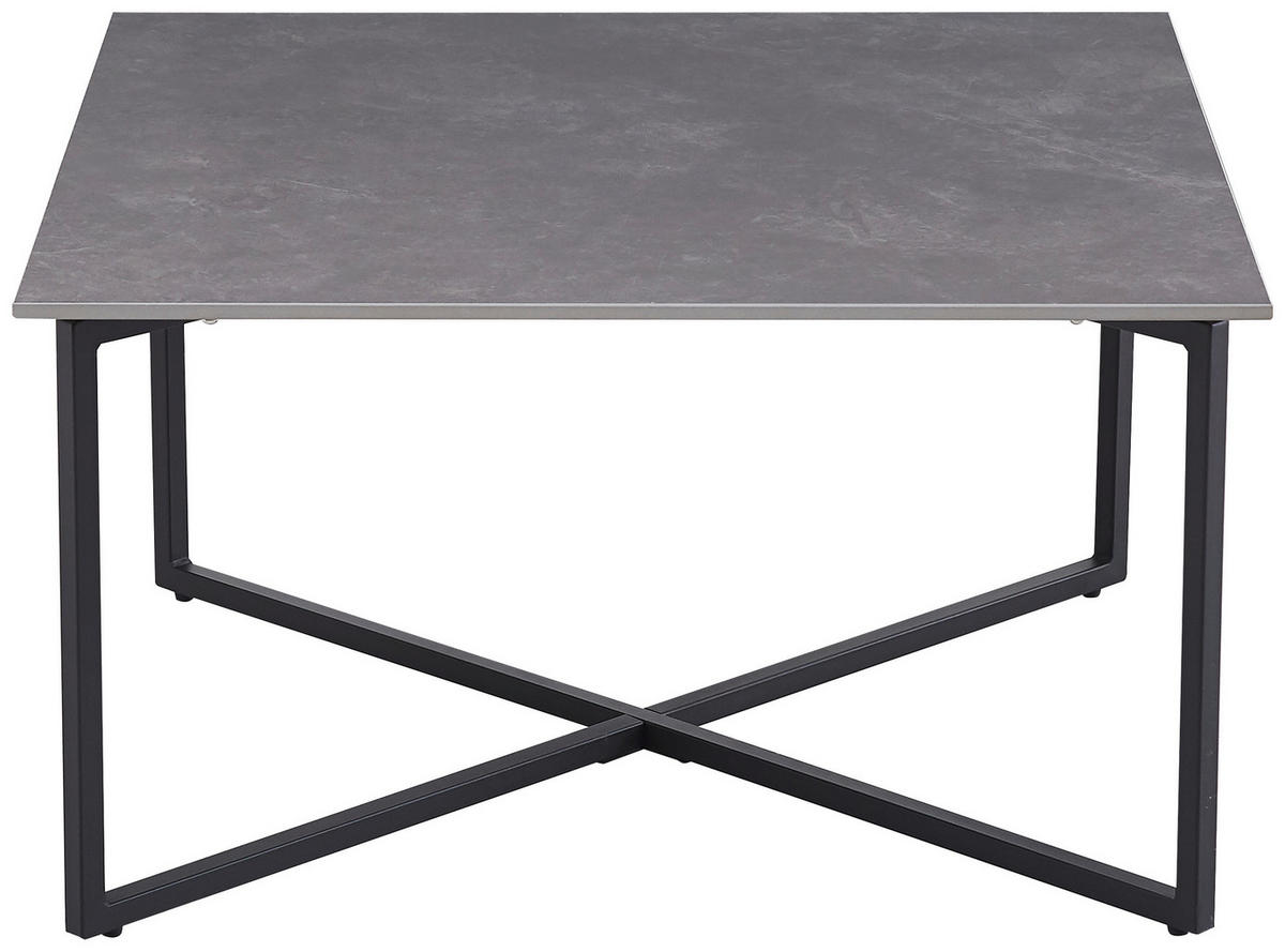 COUCHTISCH 80/80/45 cm quadratisch Schwarz, Hellgrau  - Hellgrau/Schwarz, Design, Stein/Metall (80/80/45cm) - Carryhome