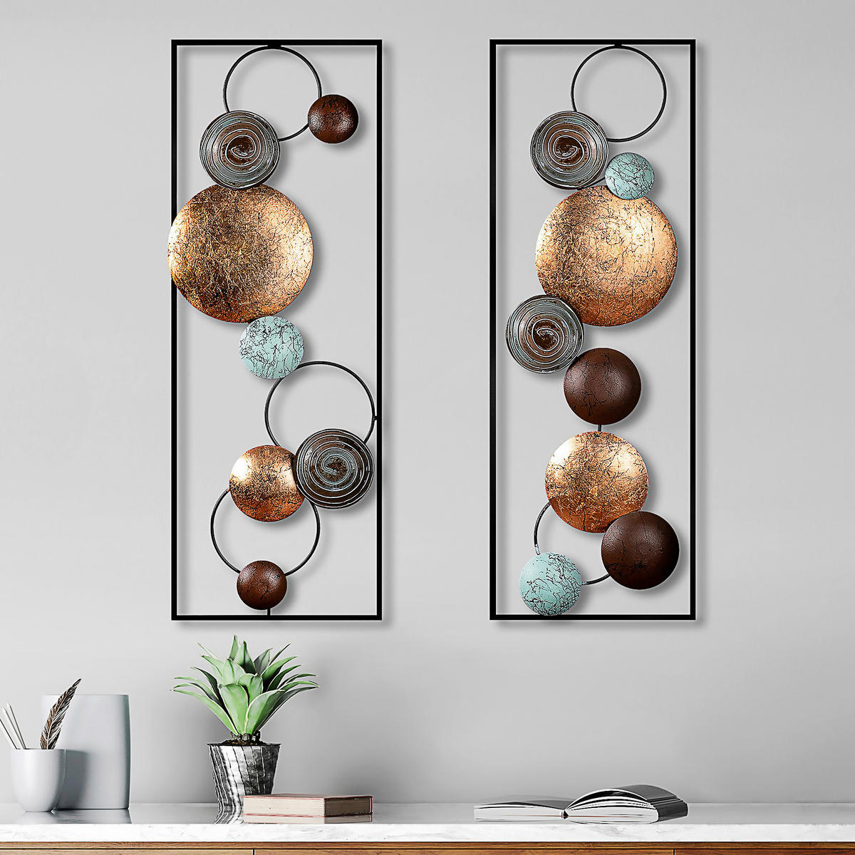 METALLBILD  - Multicolor, Basics, Metall (92/32cm)