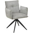 ARMLEHNSTUHL  Stoffauswahl, Sitzfläche 360° drehbar, automatische Rückholfunktion Cord  - Schwarz/Grau, Design, Textil/Metall (63,5/85/63,5cm) - Novel