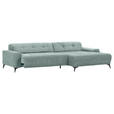 ECKSOFA  in Cord Mintgrün Rücken echt, Sitzvorzug  295/165 cm  - Schwarz/Mintgrün, KONVENTIONELL, Textil/Metall (295/165cm) - Carryhome