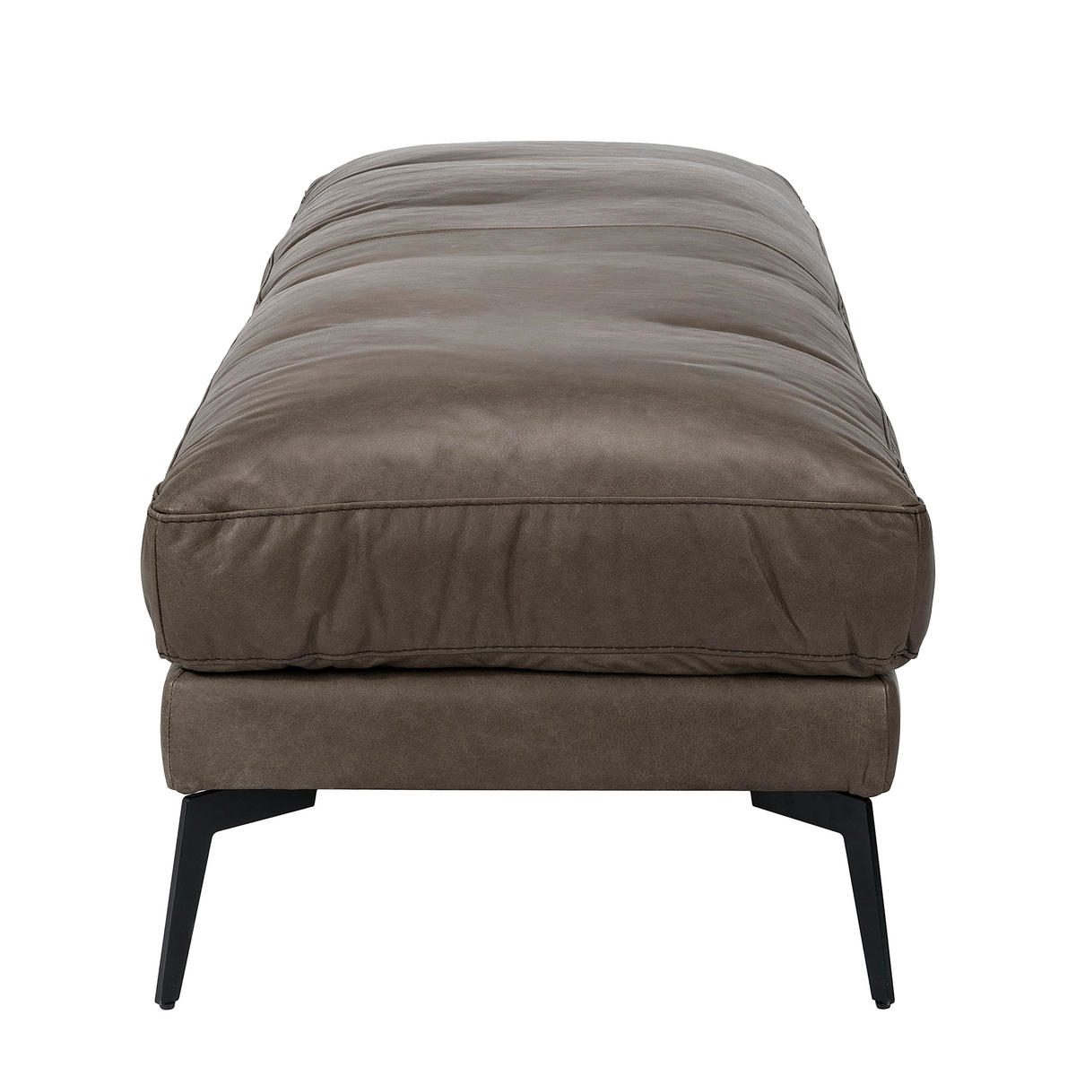 HOCKER Leder Fango  - Fango/Schwarz, Design, Leder/Metall (163/46/62cm) - Livetastic