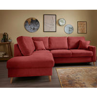 ECKSOFA Valentina Rot Chenille  - Rot/Naturfarben, KONVENTIONELL, Holz/Textil (200/230cm) - Livetastic