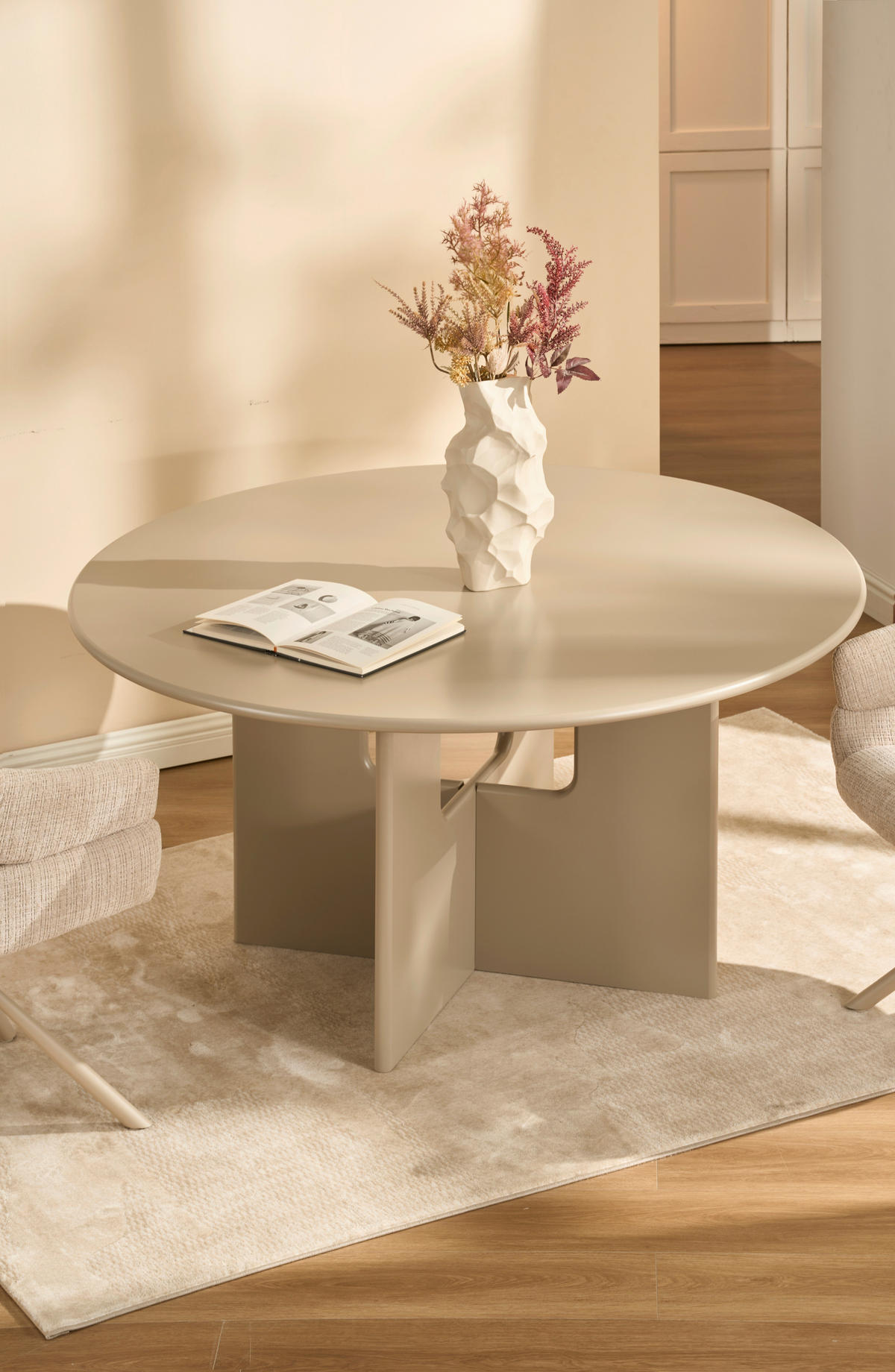 ESSTISCH 140/140/75 cm Nachbildung  Holzwerkstoff rund Greige  - Greige, MODERN, Holzwerkstoff (140/140/75cm) - Livetastic