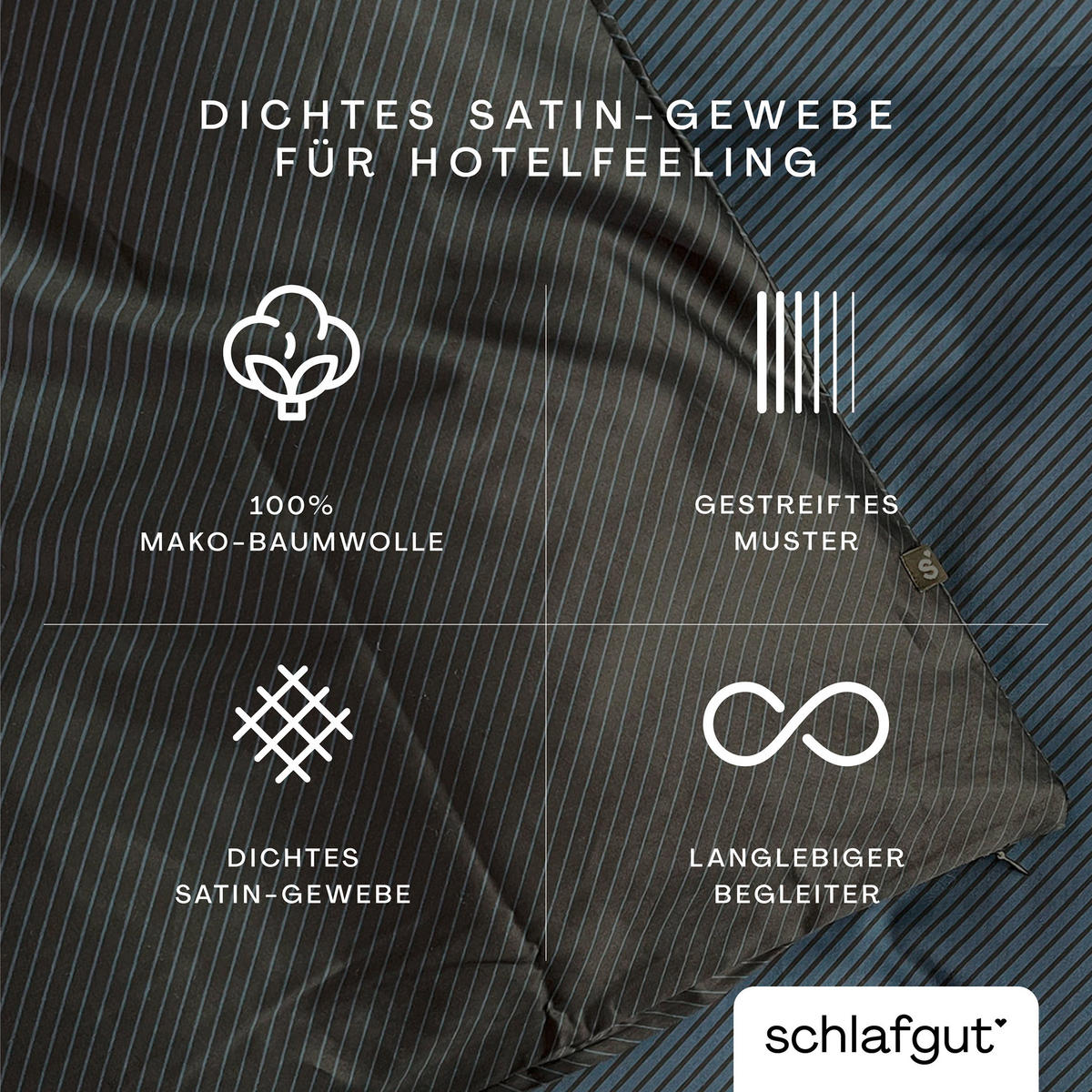 KOPFKISSENBEZUG WOVEN SATIN FADE 40/80 cm  - Schwarz/Dunkelblau, Basics, Textil (40/80cm) - Schlafgut