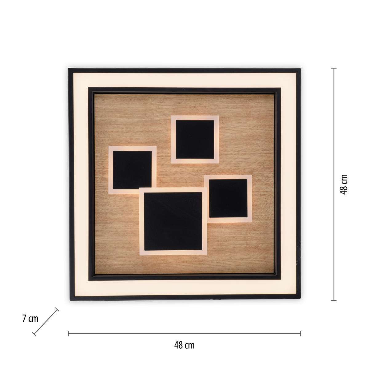 LED-DECKENLEUCHTE 48/48/7 cm   - Natur, Holz (48/48/7cm) - Paul Neuhaus