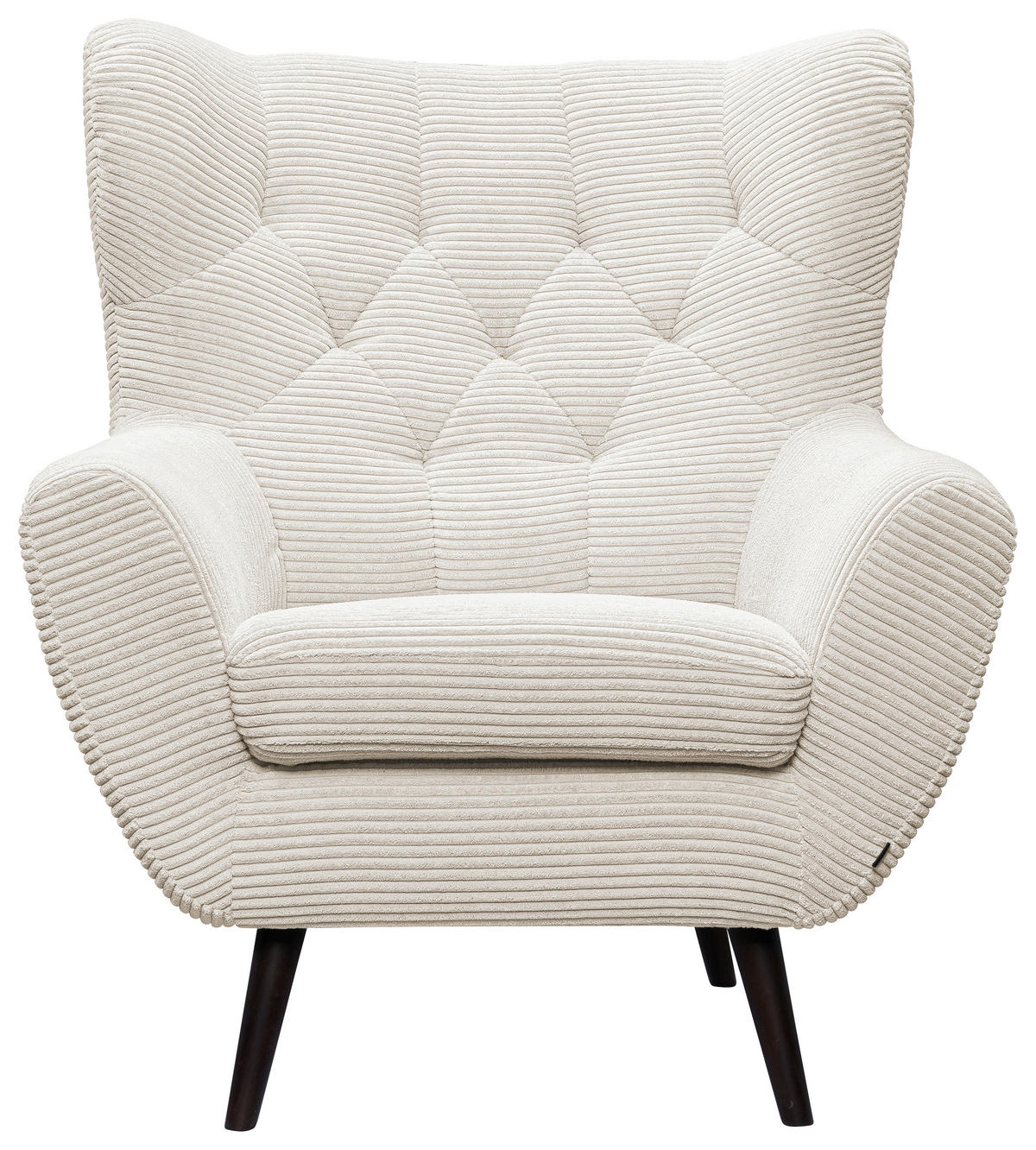 SESSEL in Cord Creme  - Creme/Schwarz, Design, Holz/Textil (87/101/95cm) - Stylife