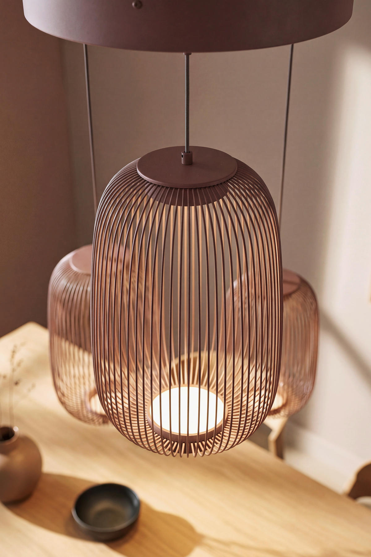 LED-HÄNGELEUCHTE 40/50-150 cm    - Kupferfarben, Design, Kunststoff/Metall (40/50-150cm) - Dieter Knoll