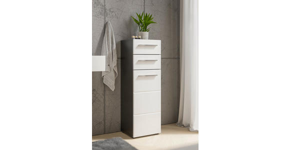 MIDISCHRANK 34/104/31 cm  - Chromfarben/Weiß Hochglanz, KONVENTIONELL, Holzwerkstoff/Kunststoff (34/104/31cm) - Xora