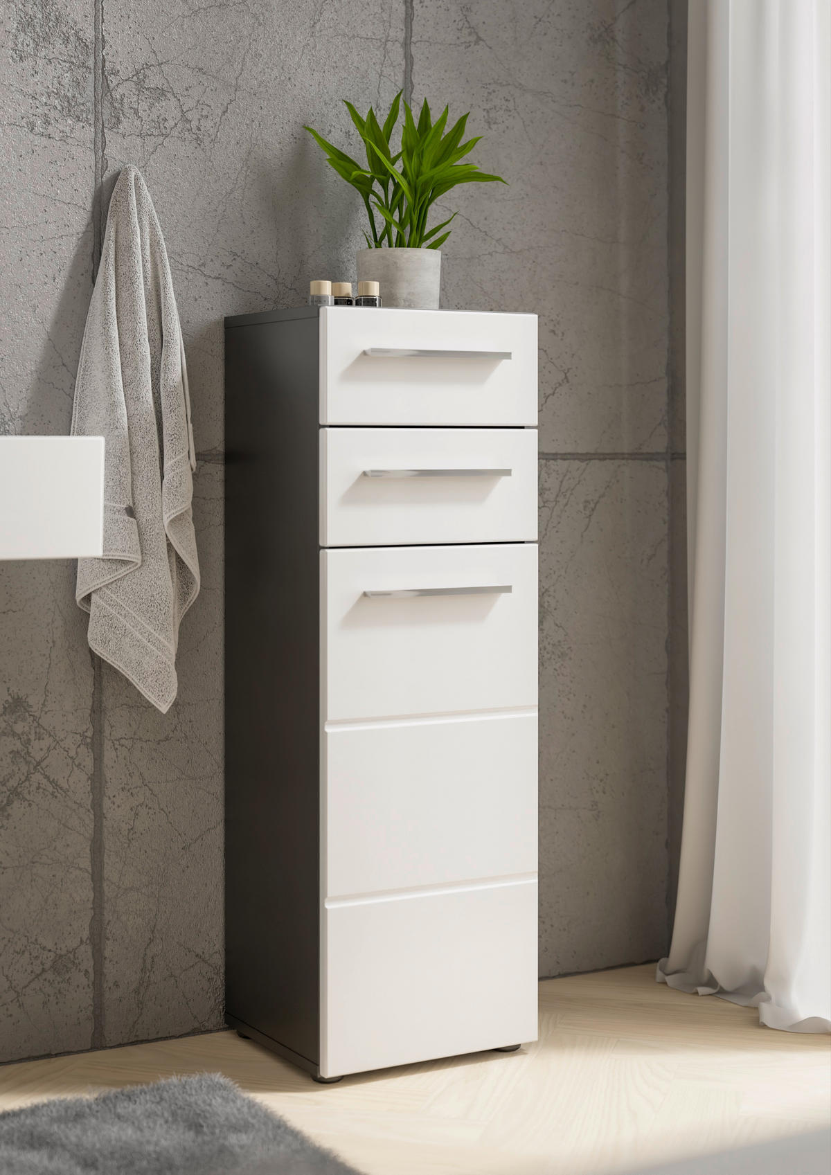 MIDISCHRANK 34/104/31 cm  - Chromfarben/Weiß Hochglanz, KONVENTIONELL, Holzwerkstoff/Kunststoff (34/104/31cm) - Xora