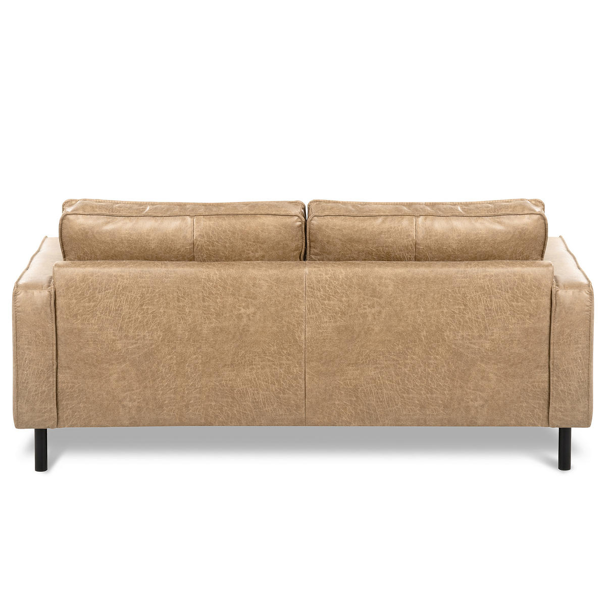 3-SITZER-SOFA  in Lederlook Echtleder Sandfarben Modern  - Sandfarben/Schwarz, Design, Leder/Textil (188/85/92cm) - Livetastic