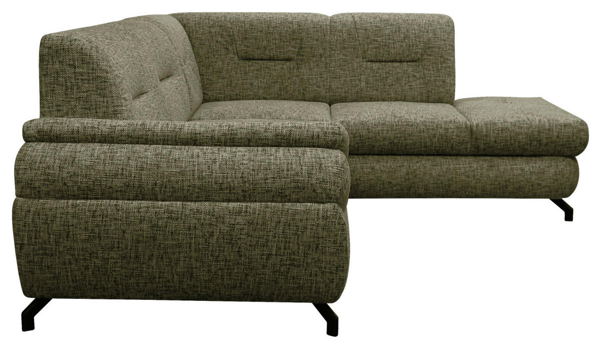 ECKSOFA in Struktur, Plüsch Grün  - Schwarz/Grün, Design, Textil/Metall (274/201cm) - MID.YOU