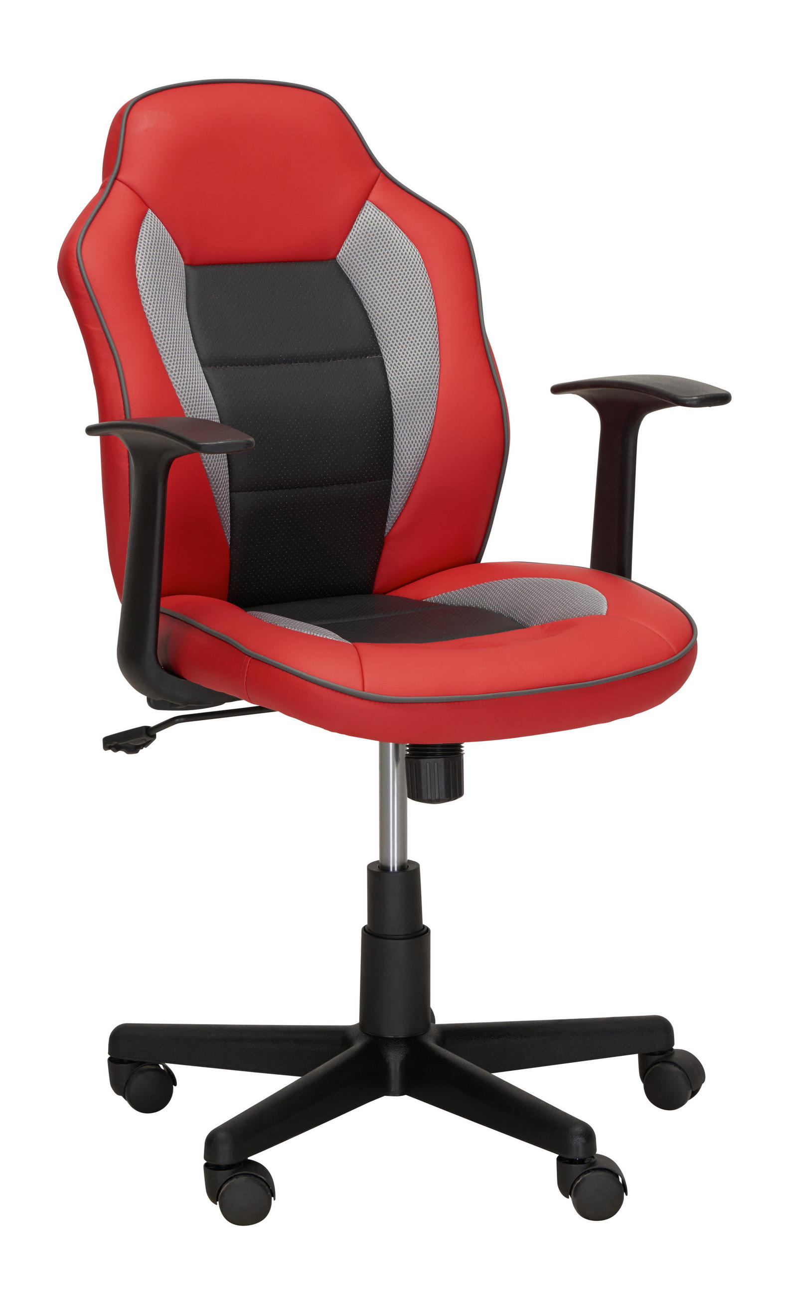 Xora OTOČNÁ ŽIDLE PRO MLÁDEŽ, vzhled kůže, šedá, červená, černá