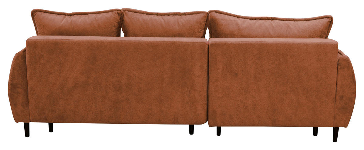 ECKSOFA MURANO Rot Chenille Zierkissen, Rückenkissen, Bettkasten  - Rot/Schwarz, Design, Holz/Textil (167/242cm) - MID.YOU
