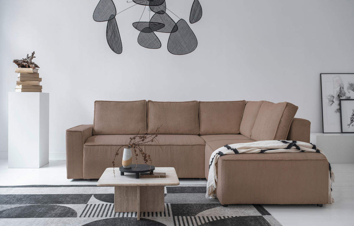 KUTNA GARNITURA tekstil  taupe   - crna/taupe, Design, tekstil/plastika (247/194cm) - MID.YOU