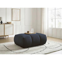 HOCKER FUJI  Bouclé Dunkelblau  - Schwarz/Dunkelblau, MODERN, Kunststoff/Textil (112/44/80cm)
