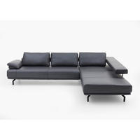 ECKSOFA Echtleder Anthrazit  - Anthrazit, Design, Leder/Metall (325/255cm) - Dieter Knoll