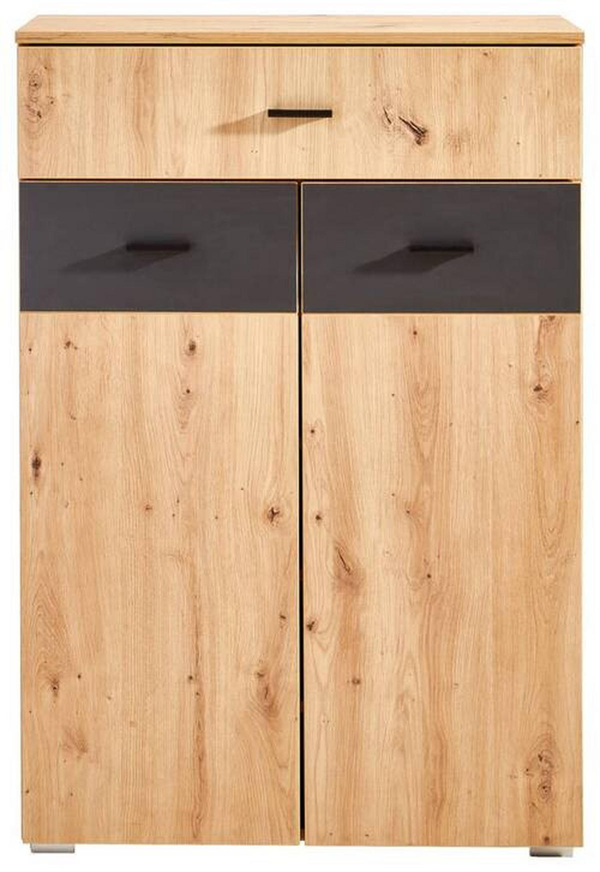 SCHUHSCHRANK Anthrazit, Eiche Artisan  - Anthrazit/Silberfarben, KONVENTIONELL, Holzwerkstoff/Kunststoff (75/109,9/38cm) - Carryhome
