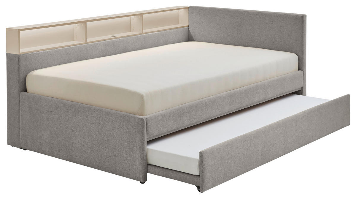 AUSZIEHBETT 120/200 cm,  in Grau, Sandfarben, Matratze, Lattenrost  - Sandfarben/Grau, MODERN, Holz/Holzwerkstoff (120/200cm) - Stylife