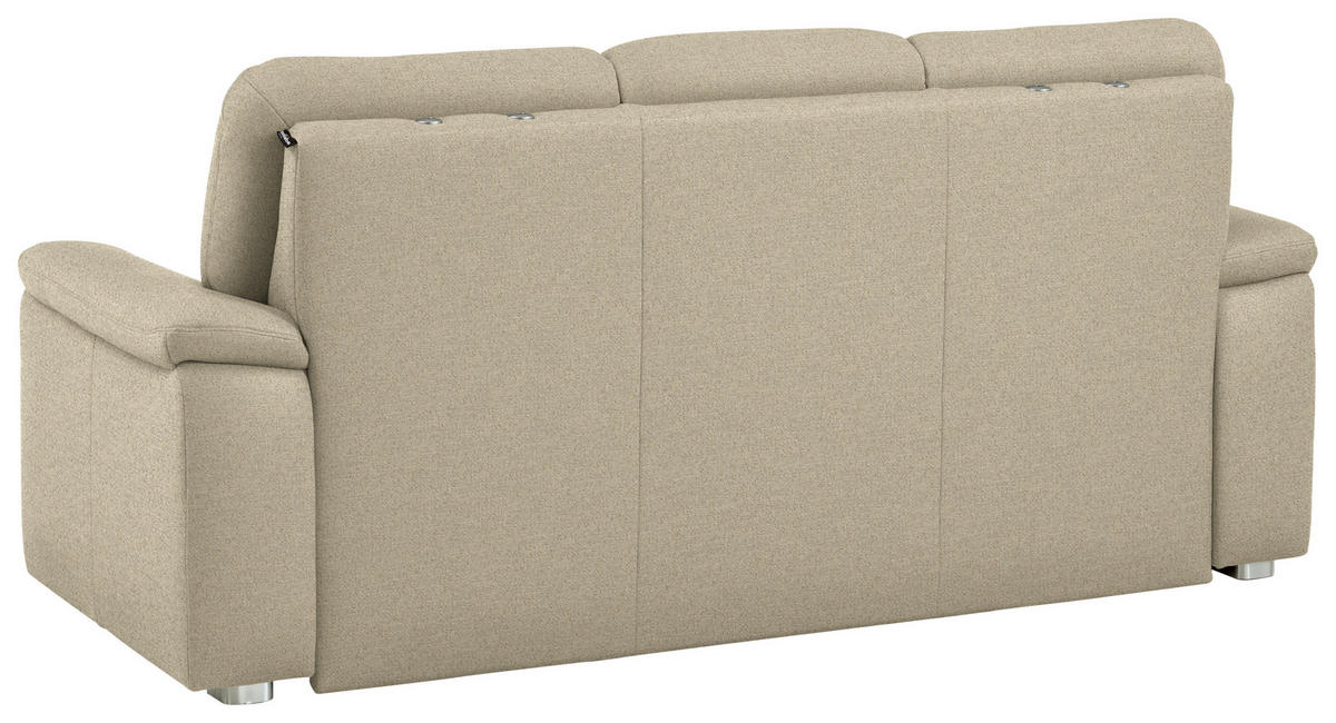 3-SITZER-SOFA Chenille Sandfarben  - Sandfarben/Alufarben, Konventionell, Textil/Metall (208/96/89cm) - Beldomo Comfort
